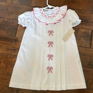 White Kids Dress with Red Accents